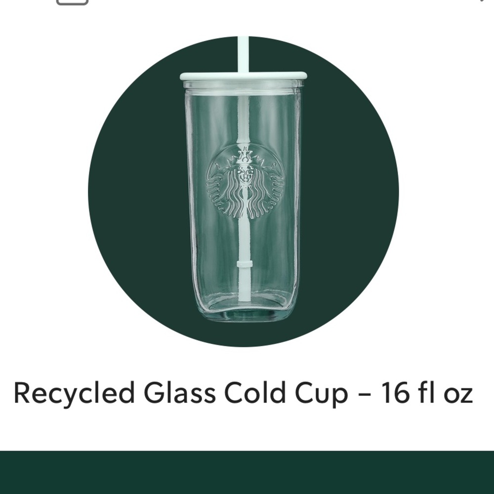 NWT Starbucks Spring 2023 Recycled Glass Mint Triangle Bottom 16oz Tumbler - Picture 3 of 13